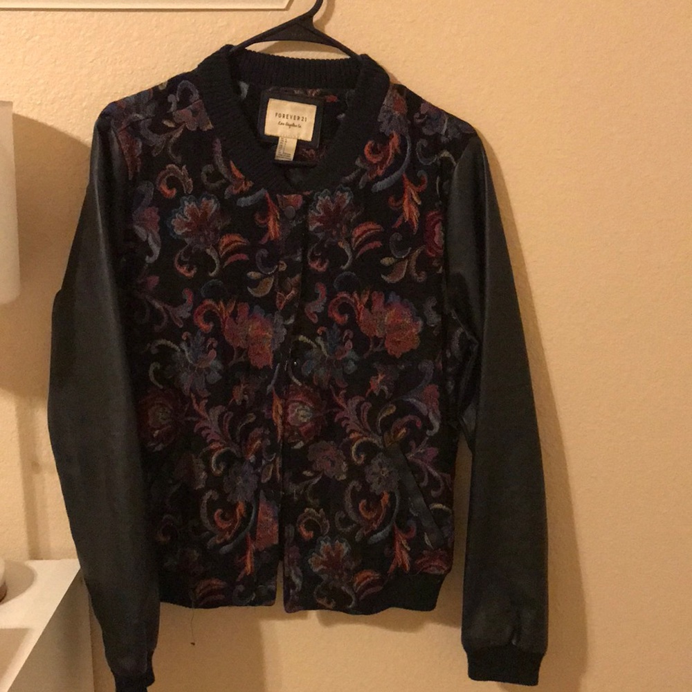 Black, leather bomber jacket